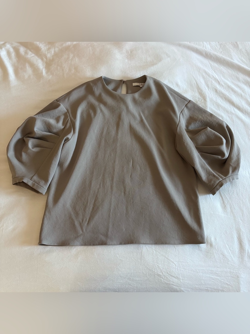 Tibi Minimalist Taupe Balloon-Sleeve Women’s Top 0 Small EUC